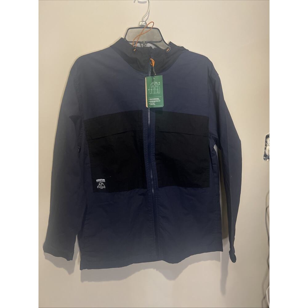 NWT Signature Outdoors By Levi Strauss Lightweight Parka Hooded Navy Small‎